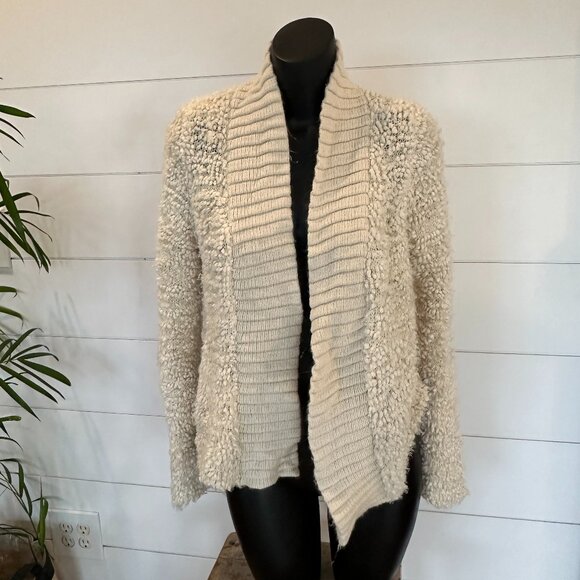 ANTHROLOPOLGIE SLEEPING ON SNOW OPEN WOOL BLEND POPCORN KNIT CARDIGAN SIZE S K13 - Picture 1 of 10